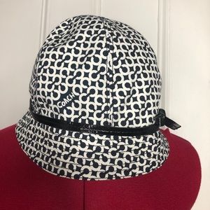Coach Black/White Bucket Hat Patent Leather Trim
